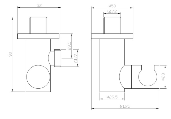 Держатель для душа с отводом Esko SH805Q