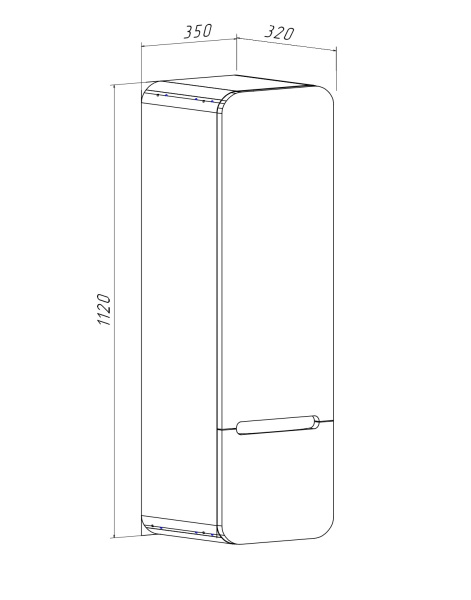 Пенал Runo Ницца 35 темное дерево белый правый  (00-00002130)