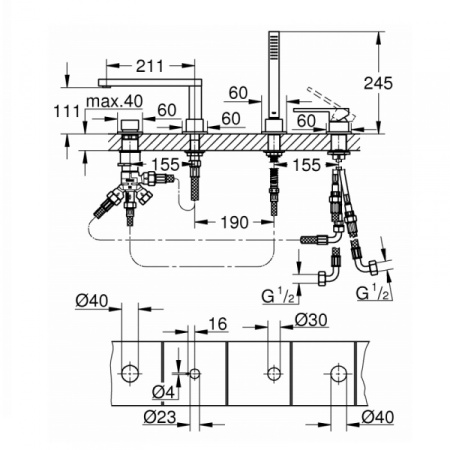 Смеситель однорычажный для ванны Grohe Plus 29307 003 (29307003) хром
