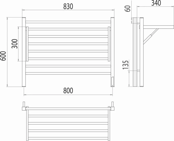 Полотенцесушитель электрический (80х60) П8 Terminus Горизонт 4670078543530