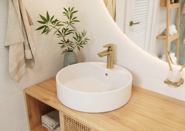 Смеситель для раковины без донного клапана CoolStart Hansgrohe Talis E 71714990 полированное золото