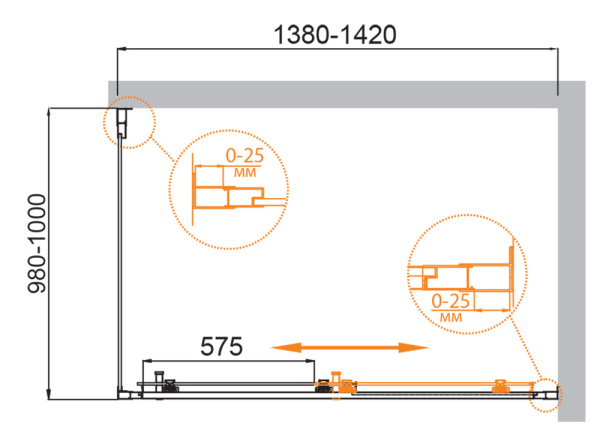 Душевой уголок (140х100) CEZARES MOLVENO MOLVENO-AH-11-140/100-C-Cr-IV