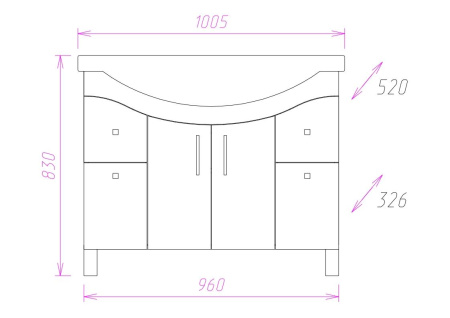Тумба под раковину напольная Onika Эльбрус 100 110008
