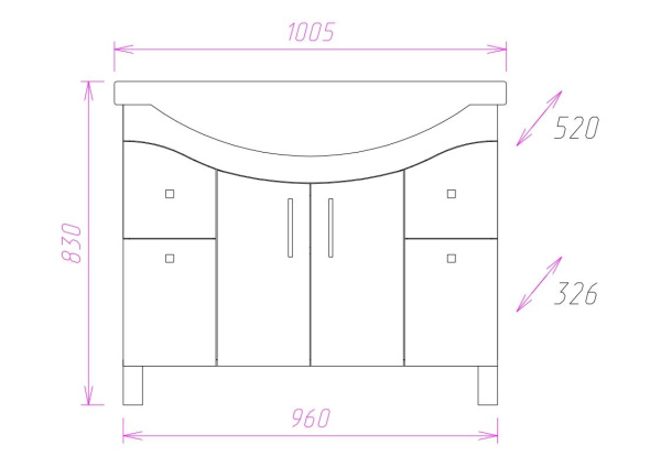 Тумба под раковину напольная Onika Эльбрус 100 110008