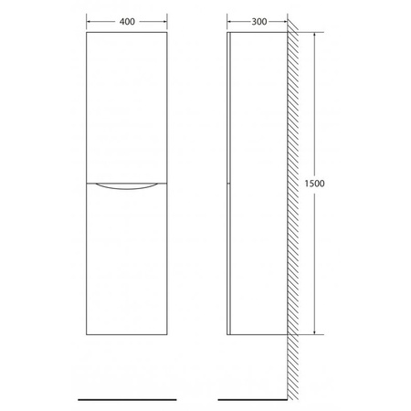 Пенал BelBagno Fly-Marino 40 L FLY-MARINO-1500-2A-SC-PT-P-L