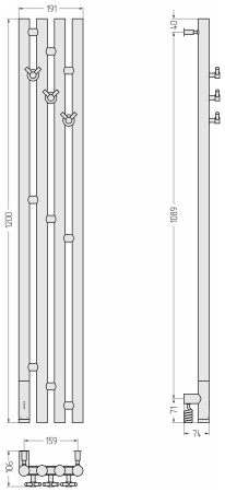 Полотенцесушитель электрический (120х159) Сунержа Кантата 3.0 15-5846-1216 левый
