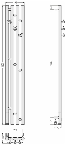 Полотенцесушитель электрический (120х159) Сунержа Кантата 3.0 31-5846-1216 левый