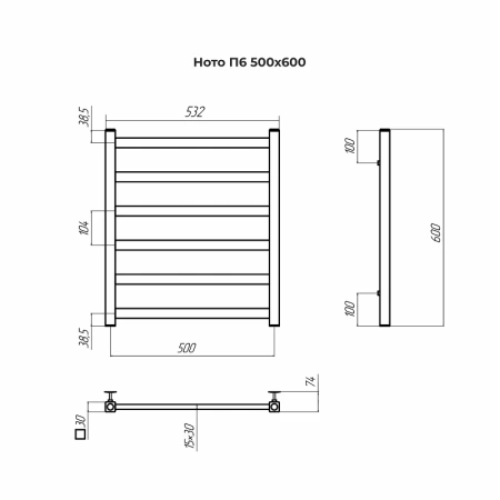 Полотенцесушитель водяной (50х60) П6 Terminus Ното 4670078544346