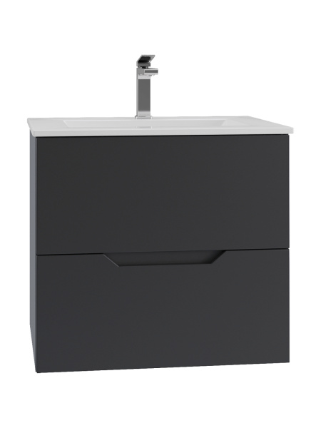 Тумба подвесная с раковиной Orange Line Li-60Tub+Ra черный матовый