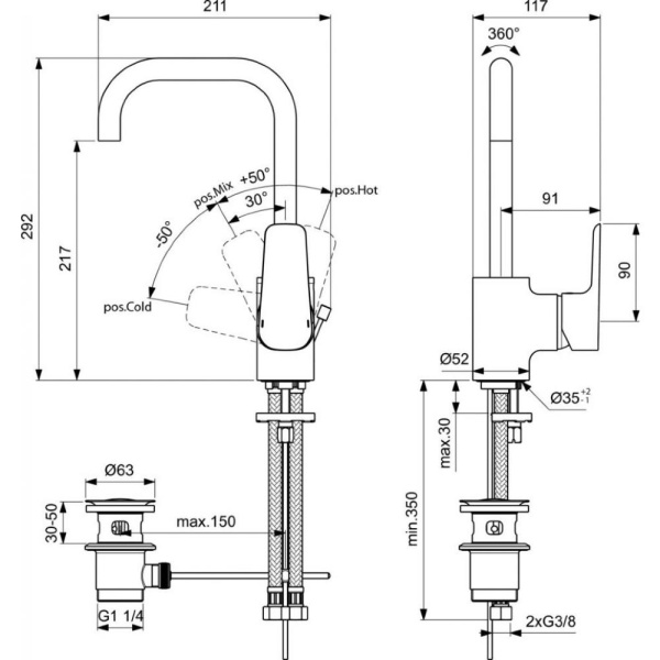 Смеситель для раковины Ideal Standard Ceraplan III B0706AA