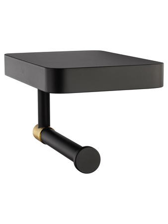 Держатель для туалетной бумаги с полкой WONZON & WOGHAND MAJESTIC, черный/золото WW-9226