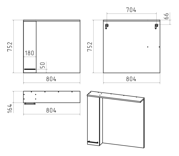 Зеркало-шкаф (80х75) Misty Крафт 80 левый П-Кра-02080-011Л