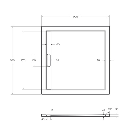 Поддон из искусственного мрамора (90х90) CEZARES TRAY-AS-A-90-30-W