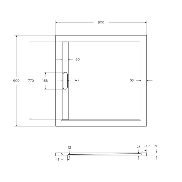 Поддон из искусственного мрамора (90х90) CEZARES TRAY-AS-A-90-30-NERO