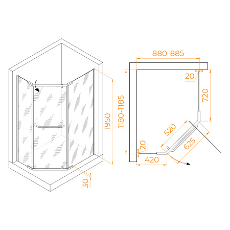 Душевой уголок (120х90) RGW Passage PA-091B 35089192-14 прозрачное