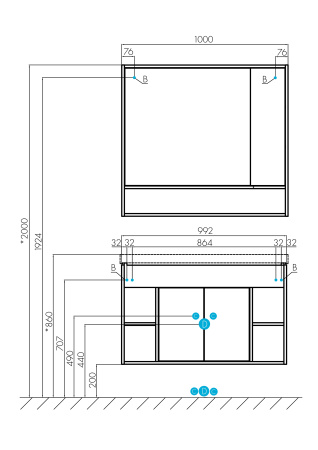 Тумба с раковиной Aquaton Флай 100 1A2375K0FAX10