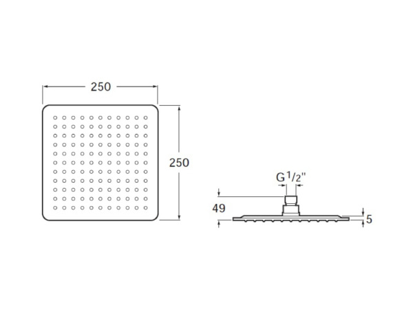 Верхний душ Roca Raindream (25x25) нержавеющая сталь 5B2450C00
