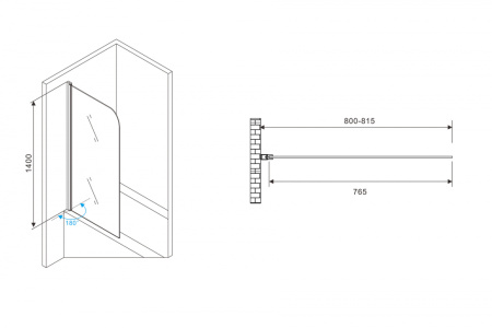 Шторка на ванну (80х140) ABBER Ewiges Wasser AG52080B черный