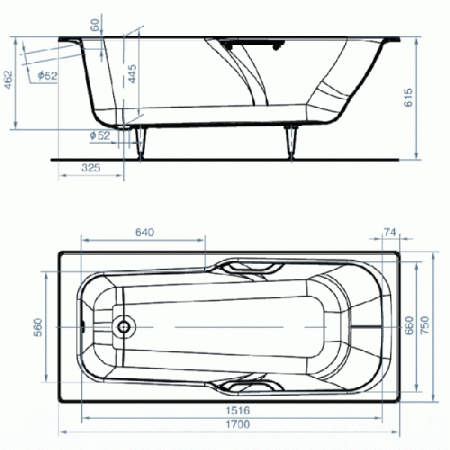 Чугунная ванна Эврика (170x75), г. Новокузнецк Чугунная ванна Эврика (170x75), г. Новокузнецк