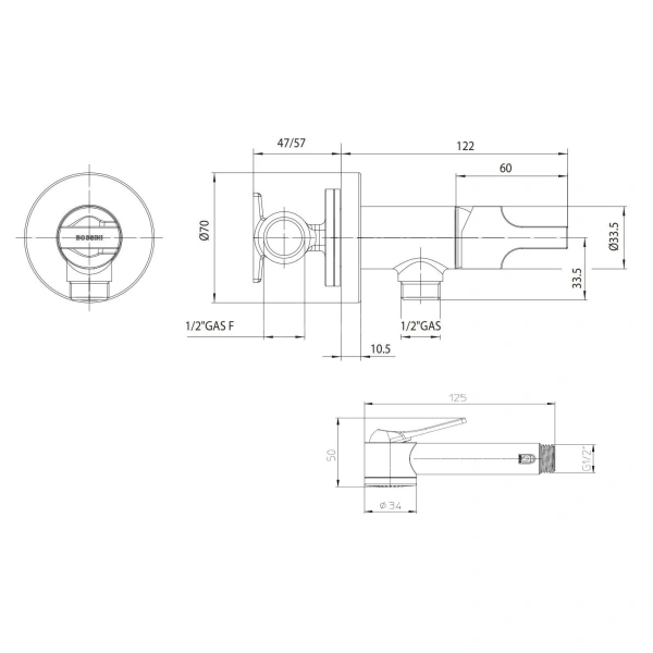 Гигиенический душ со смесителем Bossini Paloma Apice E34002B.030 хром
