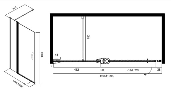Душевая дверь AM.PM Bliss L W53S-E9W4-0CT