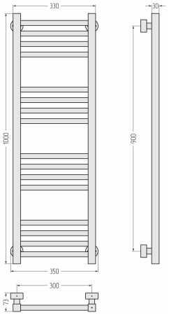 Полотенцесушитель водяной (100х30) Сунержа Модус PRO 00-0450-1030 хром