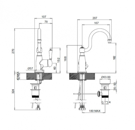 Смеситель для раковины Margaroli Classica RU1001AA01GD