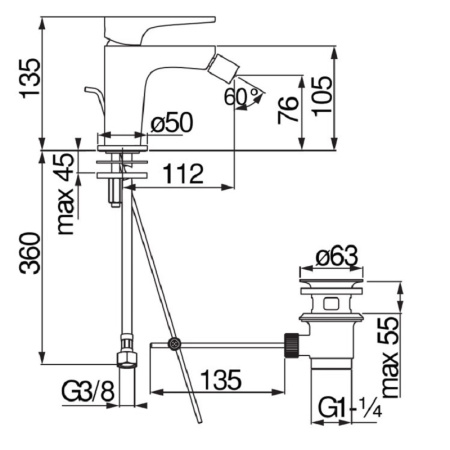 Смеситель для биде Nobili Yoyo YO126119/1CR