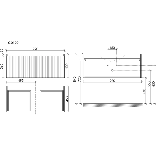 Тумба без раковины подвесная Sancos Code CD100GB серо-бежевый матовый