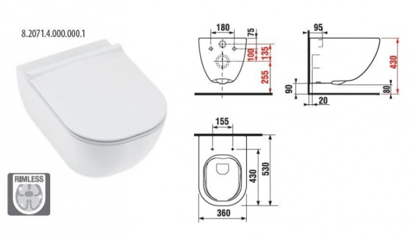 Унитаз подвесной JIKA M I O rimless 2071.4.000.000.1