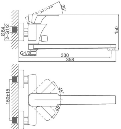 Смеситель для ванны D&K Berlin Steinbeis (DA1433316)