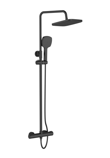 Душевая система Orange Thermo T02S4-912b c термостатом, черный матовый