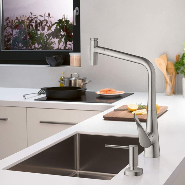 Смеситель для кухни Hansgrohe Metris Select M71 73820800 нержавеющая сталь
