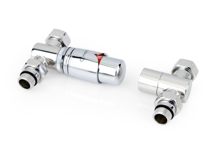 Терморегулятор автоматический прямой Сунержа G 1/2" НР х G 3/4" НГ (набор) Матовый Черный / Черный хром 31-1420-0000
