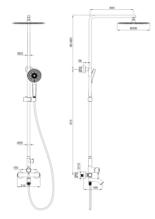 Душевая система WONZON & WOGHAND TOR, розовое золото WW-88047073-RG