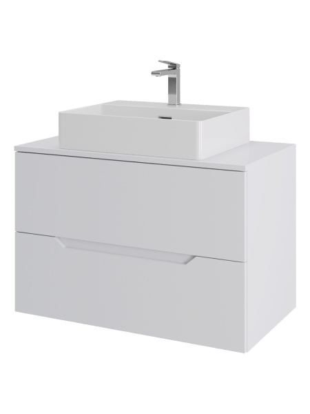 Тумба с раковиной подвесная 80 см, Orange Line Li-80TuwMDF+B04-500W белый