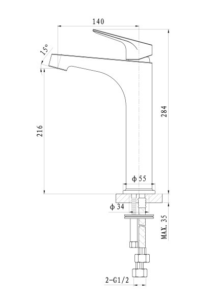 Смеситель для раковины высокий WONZON & WOGHAND BALANCE, хром WW-051104-CR