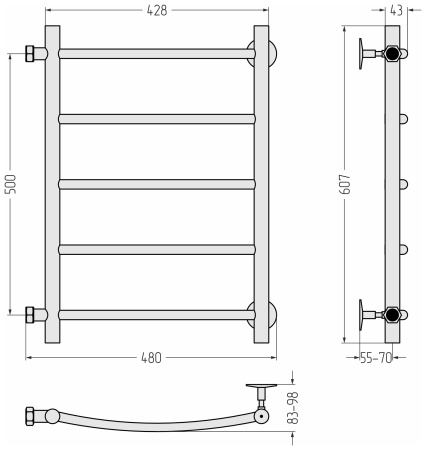 Полотенцесушитель водяной Стилье Версия-Б2 (500х400) 00612-5040
