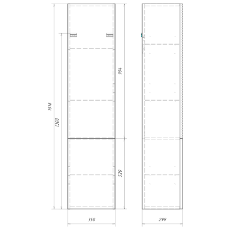 Корпус пенала без дверей 35 см Aqwella Боско BOS0535MD морская дюна