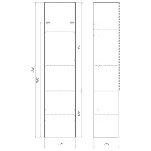Корпус пенала без дверей 35 см Aqwella Боско BOS0535MD морская дюна