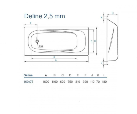 Ванна стальная KOLLER POOL DELINE B65US200E (160х75) B65US200E