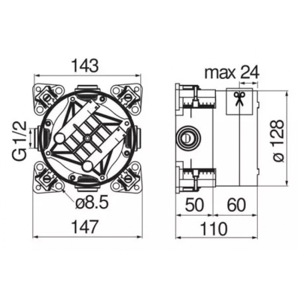 Термостатический смеситель для душа (скрытая часть) WE00202