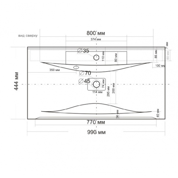 Раковина полувстраиваемая (99х44) СаНта Elen100