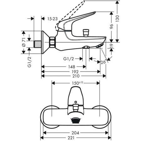 Смеситель для ванны HANSGROHE NOVUS LOOP 71340000