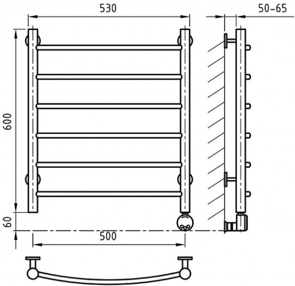 Полотенцесушитель ArtofSpace CLASSICAL EACL500600ChromeRS