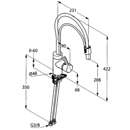 Смеситель для кухни с выдвижным изливом Kludi Bingo Star 428590578