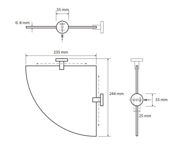 Полочка стеклянная угловая Bemeta NEO 104102015