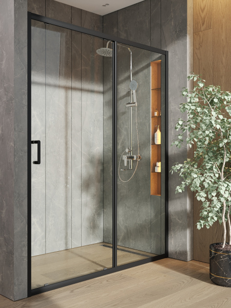 Душевая дверь (150,5х190) Orange E02-150TB матовый черный