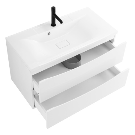 Тумба  под раковину подвесная с двумя выкатными ящиками BelBagno MARINO-1100-2C-SO-BO-P Bianco Opaco