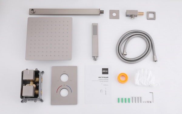 Душевой комплект ABBER Daheim AF8251SP скрытого монтажа без излива, термостат, сатин